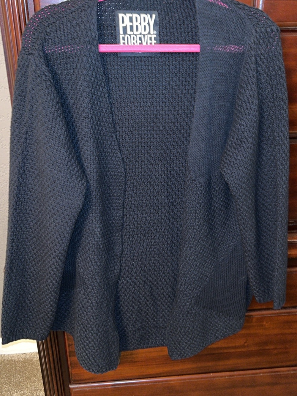 Open-Front Black Knit Cardigan - Women - Picture 4 of 5